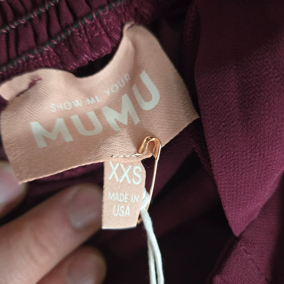 Show Me Your Mumu Black Cherry Red Chiffon Bridesmaid June Maxi Dress Size XXS - Picture 6 of 9